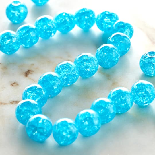 12 Pack: Blue Crackled Quartz Round Beads, 8mm by Bead Landing™